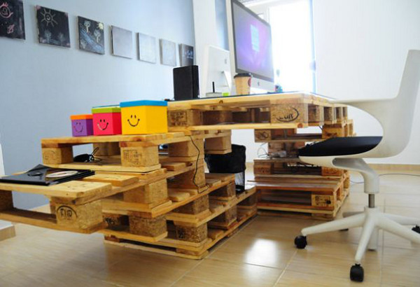 bureau palette en bois