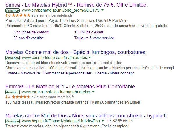 publicité matelas contre le mal de dos
